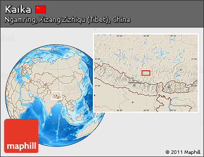 Shaded Relief Location Map of Kaika