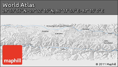 Physical Panoramic Map of the Area around 29° 16' 6" N, 86° 46' 30" E