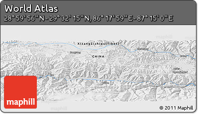 Physical Panoramic Map of the Area around 29° 16' 6" N, 86° 46' 30" E