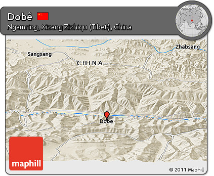 Shaded Relief Panoramic Map of Dobê