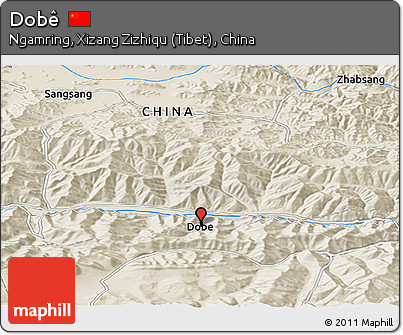 Shaded Relief Panoramic Map of Dobê