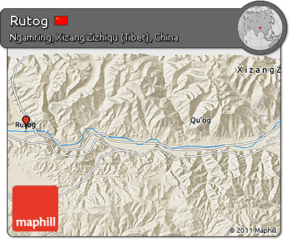 Shaded Relief 3D Map of Rutog