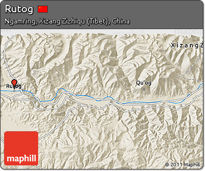 Shaded Relief 3D Map of Rutog