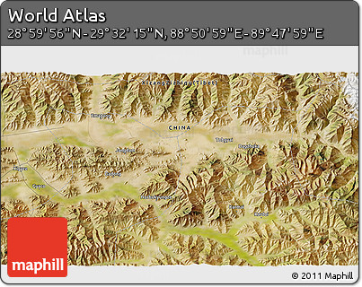 Satellite 3D Map of the Area around 29° 16' 6" N, 89° 19' 29" E