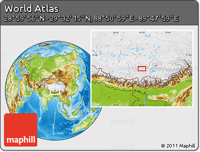 Physical Location Map of the Area around 29° 16' 6" N, 89° 19' 29" E