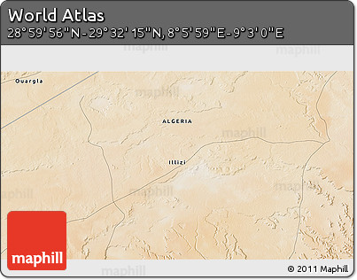 Satellite 3D Map of the Area around 29° 16' 6" N, 8° 34' 29" E