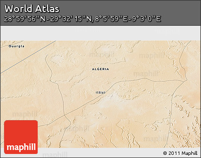 Satellite 3D Map of the Area around 29° 16' 6" N, 8° 34' 29" E