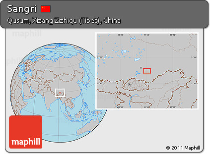 Gray Location Map of Sangri