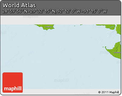 Physical 3D Map of the Area around 29° 16' 6" N, 91° 43' 29" W