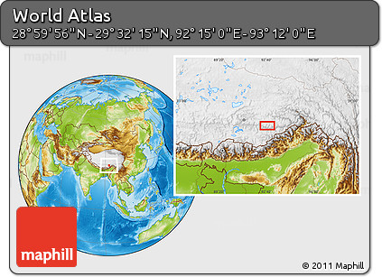 Physical Location Map of the Area around 29° 16' 6" N, 92° 43' 29" E