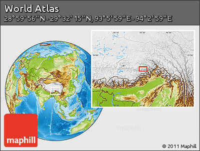 Physical Location Map of the Area around 29° 16' 6" N, 93° 34' 29" E