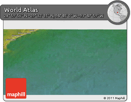 Satellite 3D Map of the Area around 29° 16' 6" N, 94° 16' 30" W