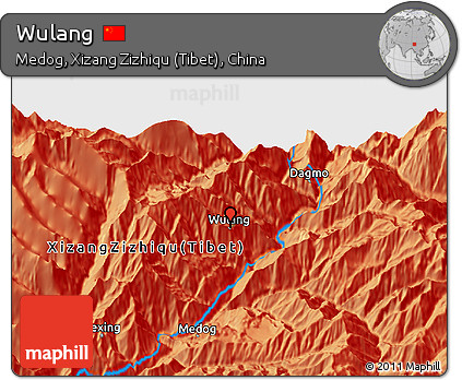 Political 3D Map of Wulang