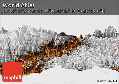 Physical Panoramic Map of the Area around 29° 16' 6" N, 95° 16' 30" E