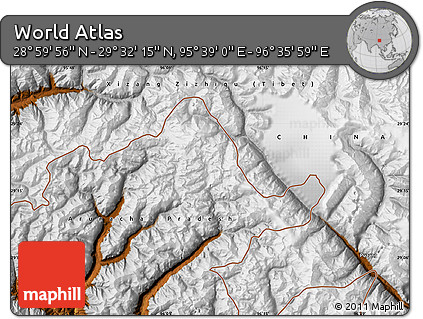 Physical Map of the Area around 29° 16' 6" N, 96° 7' 30" E