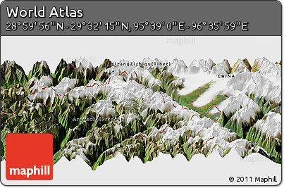Satellite Panoramic Map of the Area around 29° 16' 6" N, 96° 7' 30" E