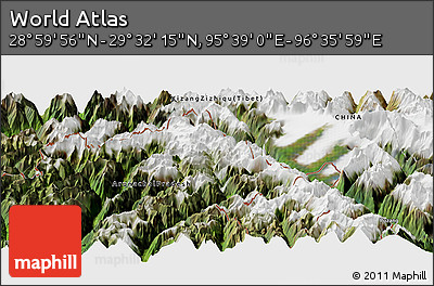 Satellite Panoramic Map of the Area around 29° 16' 6" N, 96° 7' 30" E