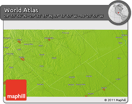 Physical 3D Map of the Area around 29° 16' 6" N, 96° 49' 29" W