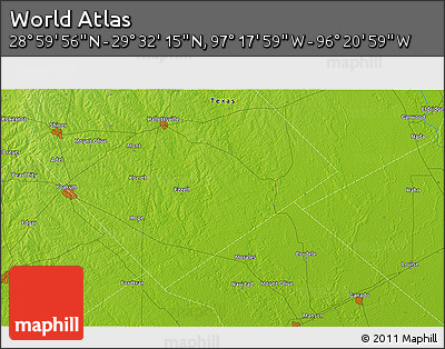 Physical 3D Map of the Area around 29° 16' 6" N, 96° 49' 29" W