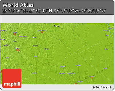 Physical 3D Map of the Area around 29° 16' 6" N, 96° 49' 29" W
