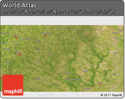 Satellite 3D Map of the Area around 29° 16' 6" N, 96° 49' 29" W