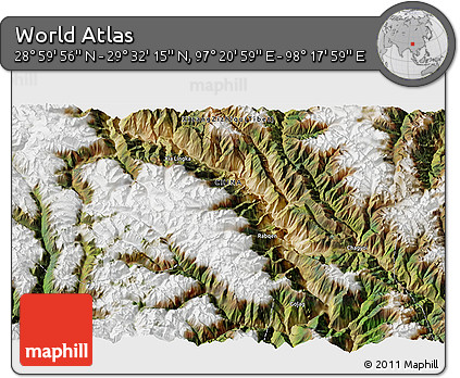 Satellite 3D Map of the Area around 29° 16' 6" N, 97° 49' 29" E