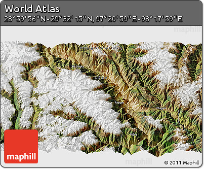 Satellite 3D Map of the Area around 29° 16' 6" N, 97° 49' 29" E