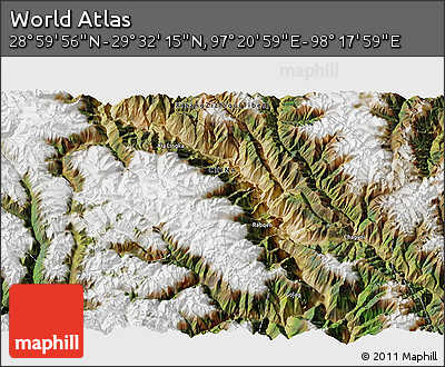 Satellite 3D Map of the Area around 29° 16' 6" N, 97° 49' 29" E