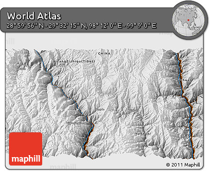 Physical 3D Map of the Area around 29° 16' 6" N, 98° 40' 30" E