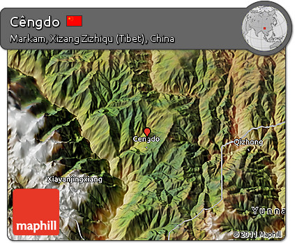 Satellite 3D Map of Cêngdo