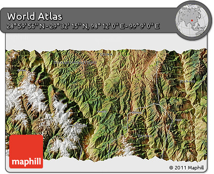 Satellite 3D Map of the Area around 29° 16' 6" N, 98° 40' 30" E
