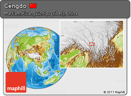 Physical Location Map of Cêngdo