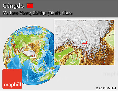 Physical Location Map of Cêngdo