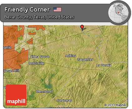 Satellite 3D Map of Friendly Corner