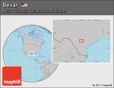 Gray Location Map of Bexar