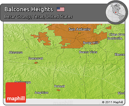 Physical Panoramic Map of Balcones Heights