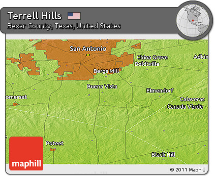 Physical Panoramic Map of Terrell Hills