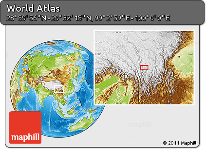 Physical Location Map of the Area around 29° 16' 6" N, 99° 31' 30" E