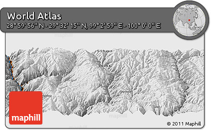 Physical Panoramic Map of the Area around 29° 16' 6" N, 99° 31' 30" E