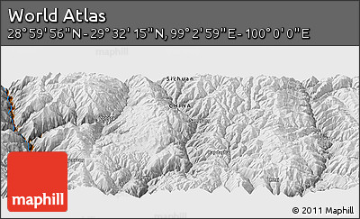 Physical Panoramic Map of the Area around 29° 16' 6" N, 99° 31' 30" E