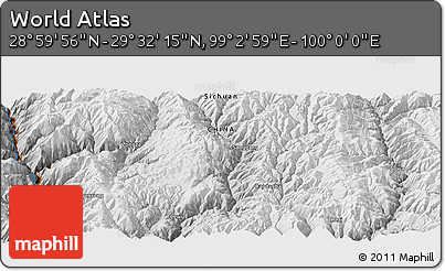 Physical Panoramic Map of the Area around 29° 16' 6" N, 99° 31' 30" E