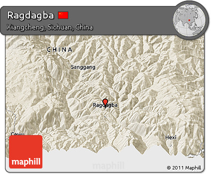 Shaded Relief Panoramic Map of Ragdagba