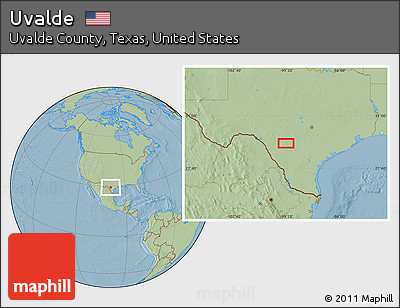 Savanna Style Location Map of Uvalde, hill shading