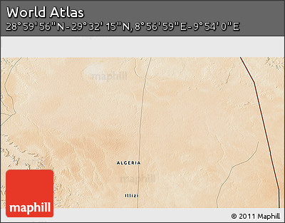 Satellite 3D Map of the Area around 29° 16' 6" N, 9° 25' 30" E