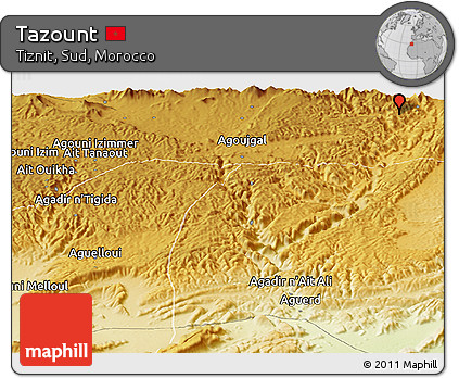 Physical Panoramic Map of Tazount