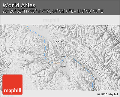 Physical 3D Map of the Area around 29° 44' 59" N, 100° 22' 30" E