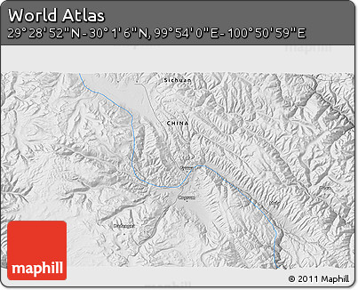 Physical 3D Map of the Area around 29° 44' 59" N, 100° 22' 30" E