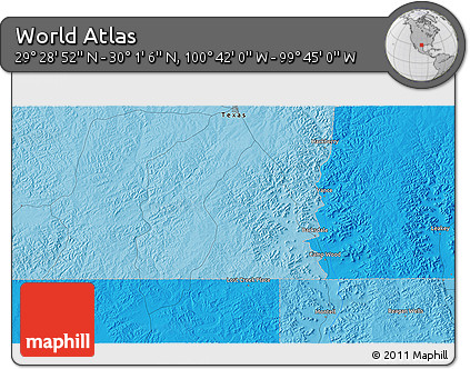 Political 3D Map of the Area around 29° 44' 59" N, 100° 13' 29" W