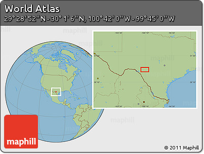 Savanna Style Location Map of the Area around 29° 44' 59" N, 100° 13' 29" W