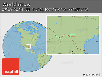 Savanna Style Location Map of the Area around 29° 44' 59" N, 100° 13' 29" W
